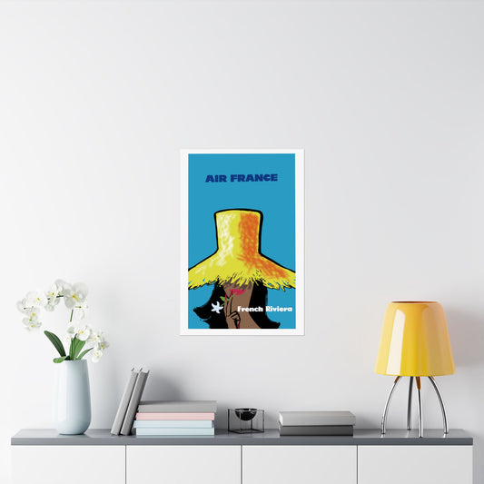Vintage French Riviera Air France Satin Poster