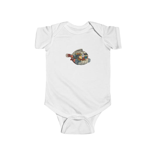 Japanese Vintage Pufferfish Baby Onesie — Cute Sea Creature Infant Onesie