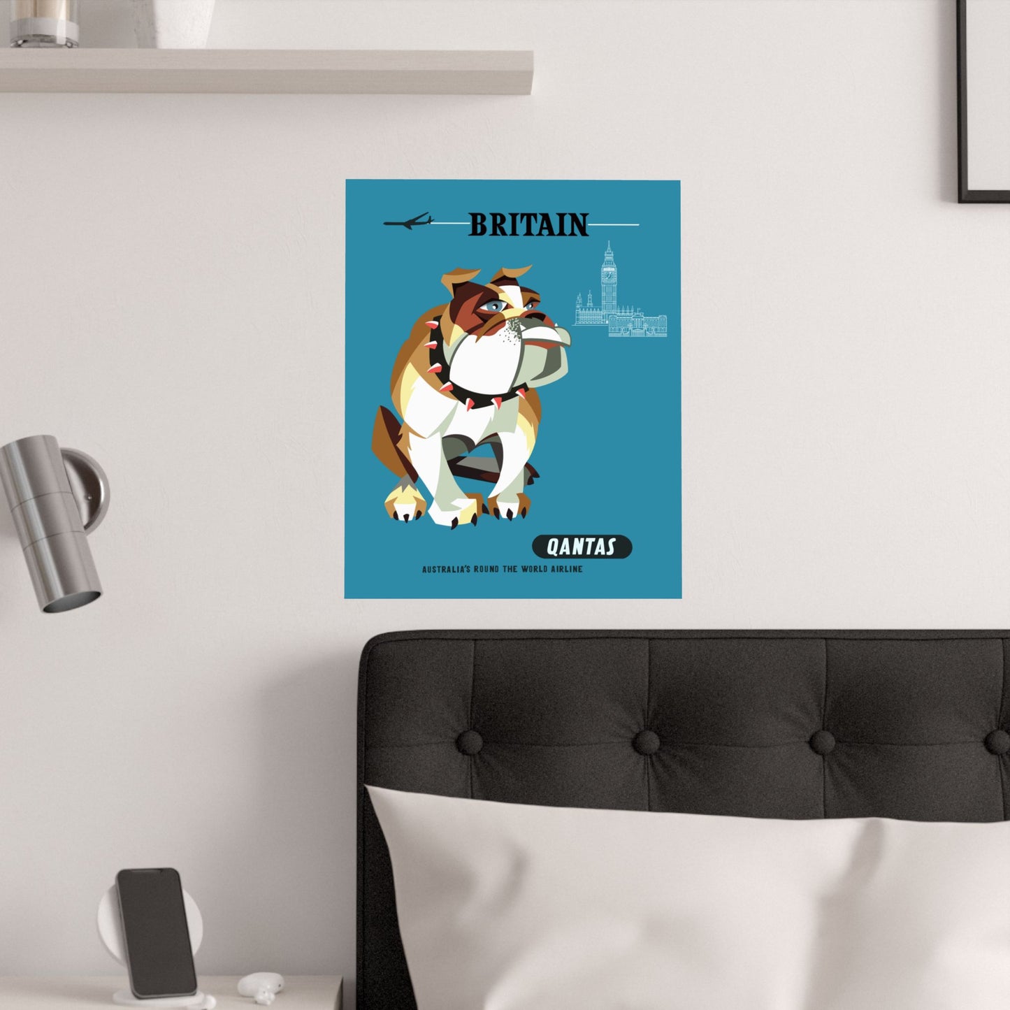 Vintage Qantas Australia Bulldog Satin Poster