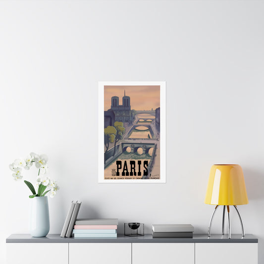 Vintage Travel Destination Paris Satin Poster