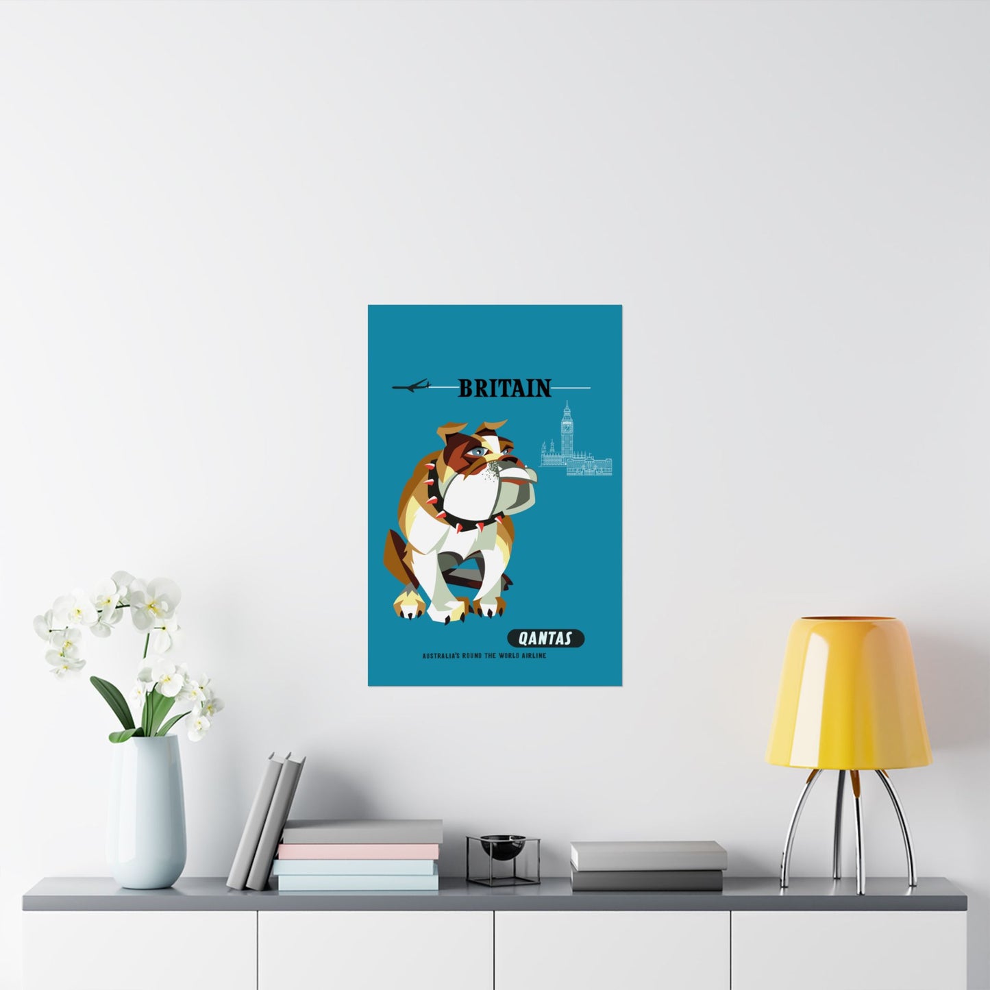 Vintage Qantas Australia Bulldog Satin Poster