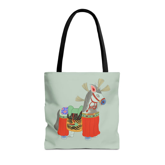 Japanese Folk Toy Horse Tote Bag — Colorful Ethnic Pattern AOP Shopper
