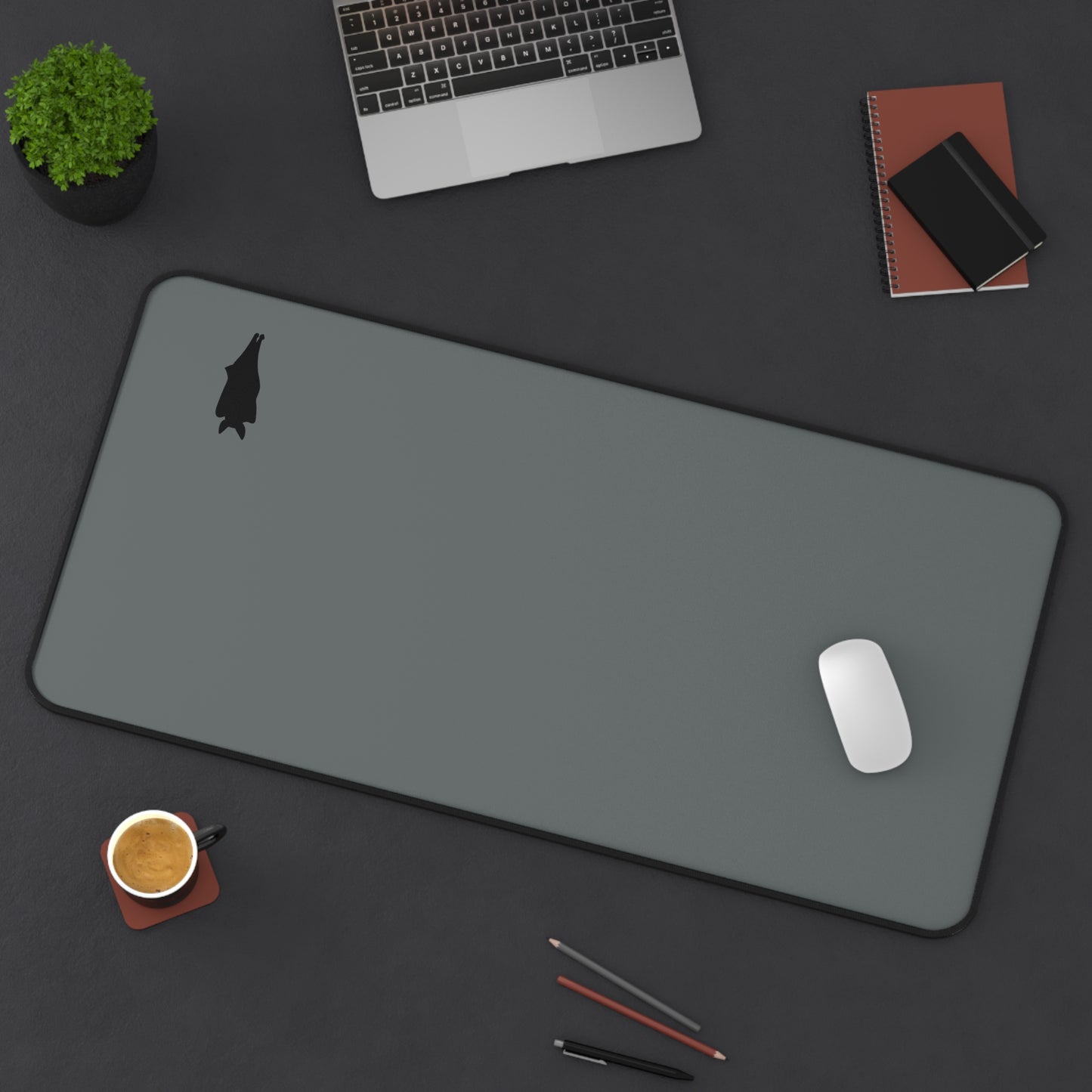 Sleek Black Bat Desk Mat - Minimalist Design for Home Office & Study