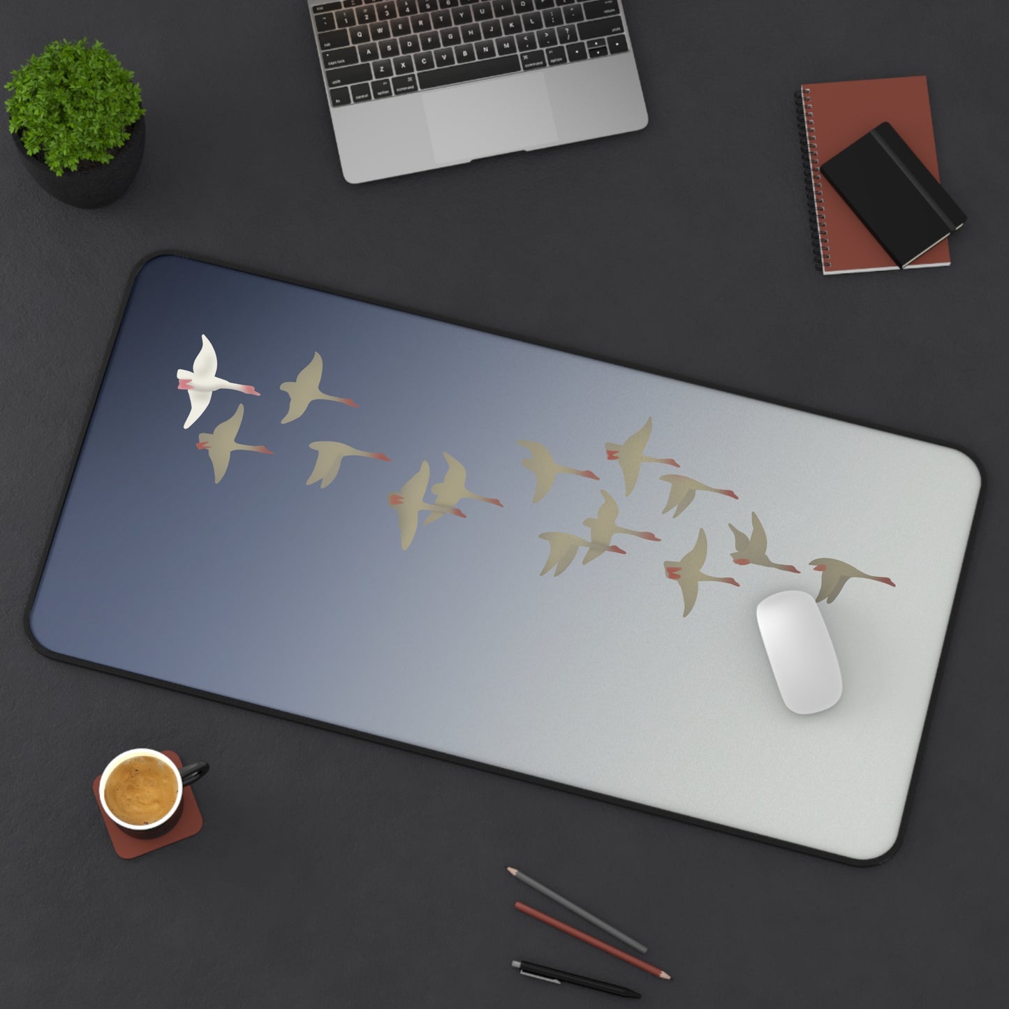 Elegant Migrating Birds Desk Mat