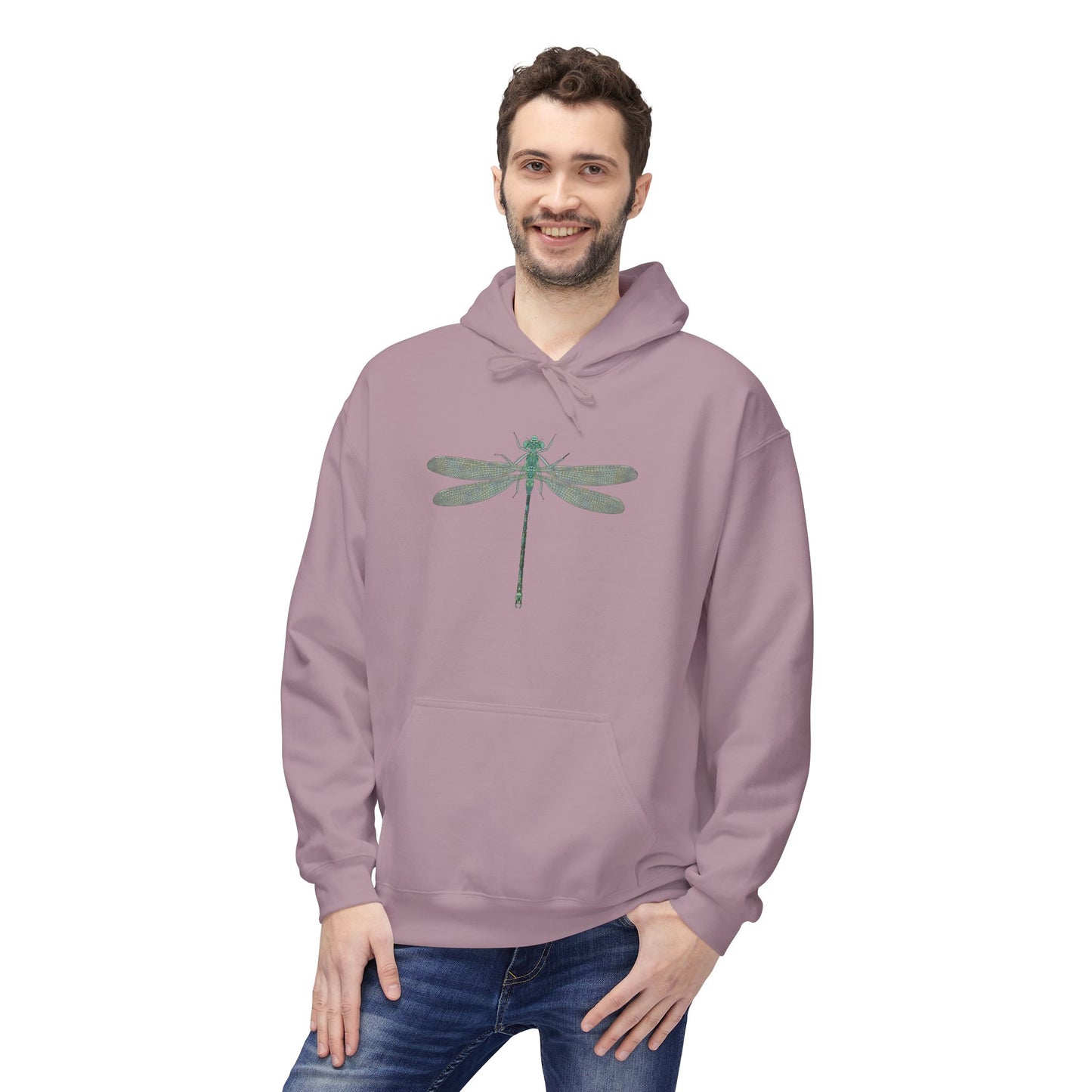 Dragonfly Minimalist Hoodie — Subtle Green Nature Graphic