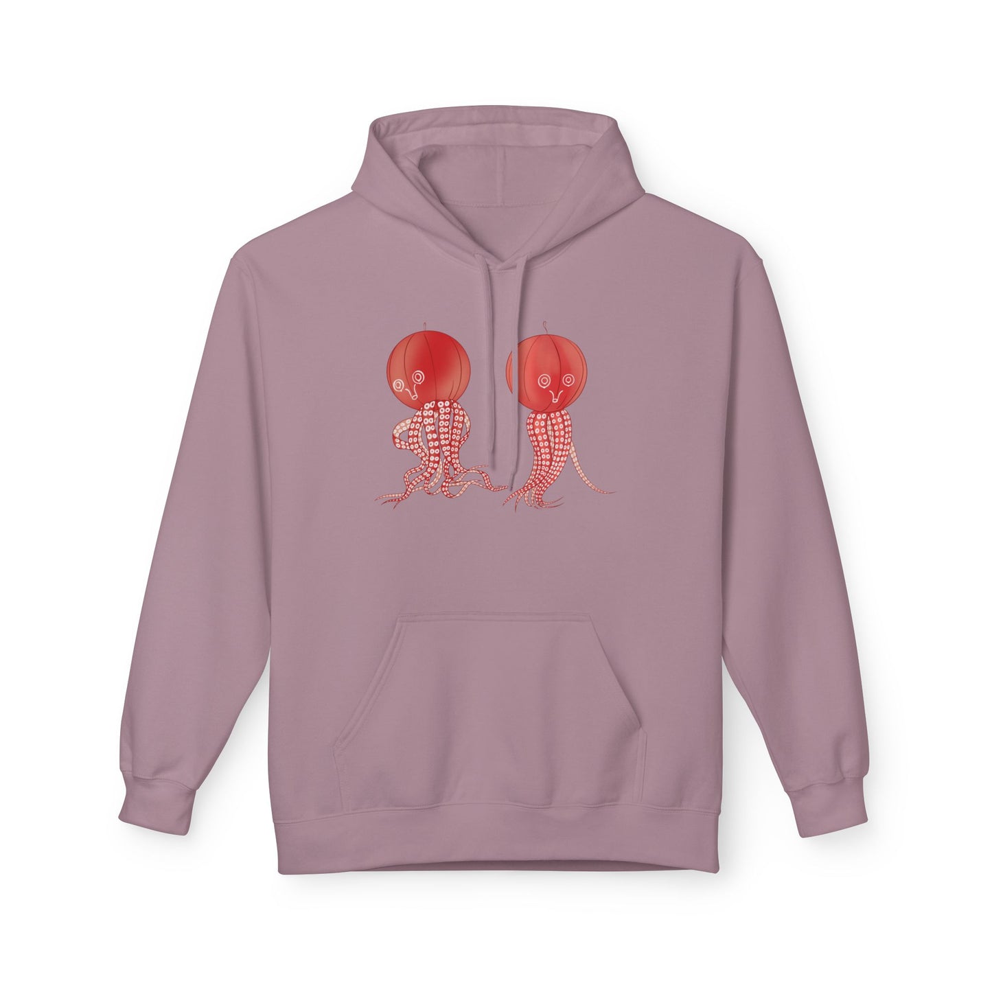 Red Jellyfish Duo by Koizumi Kawasaki Hoodie — Cute Ocean Sea Creature Sweatshirt