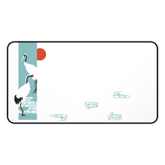 Elegant Japanese Crane Desk Mat