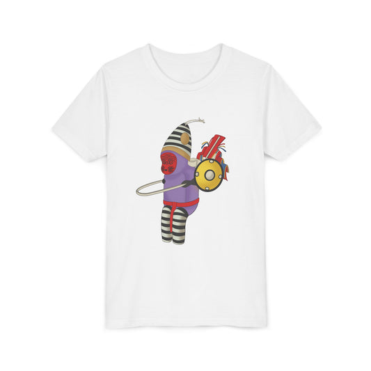 Japanese Monkey Vintage Toy Child T‑Shirt — Colorful Cartoon Drummer Character Graphic