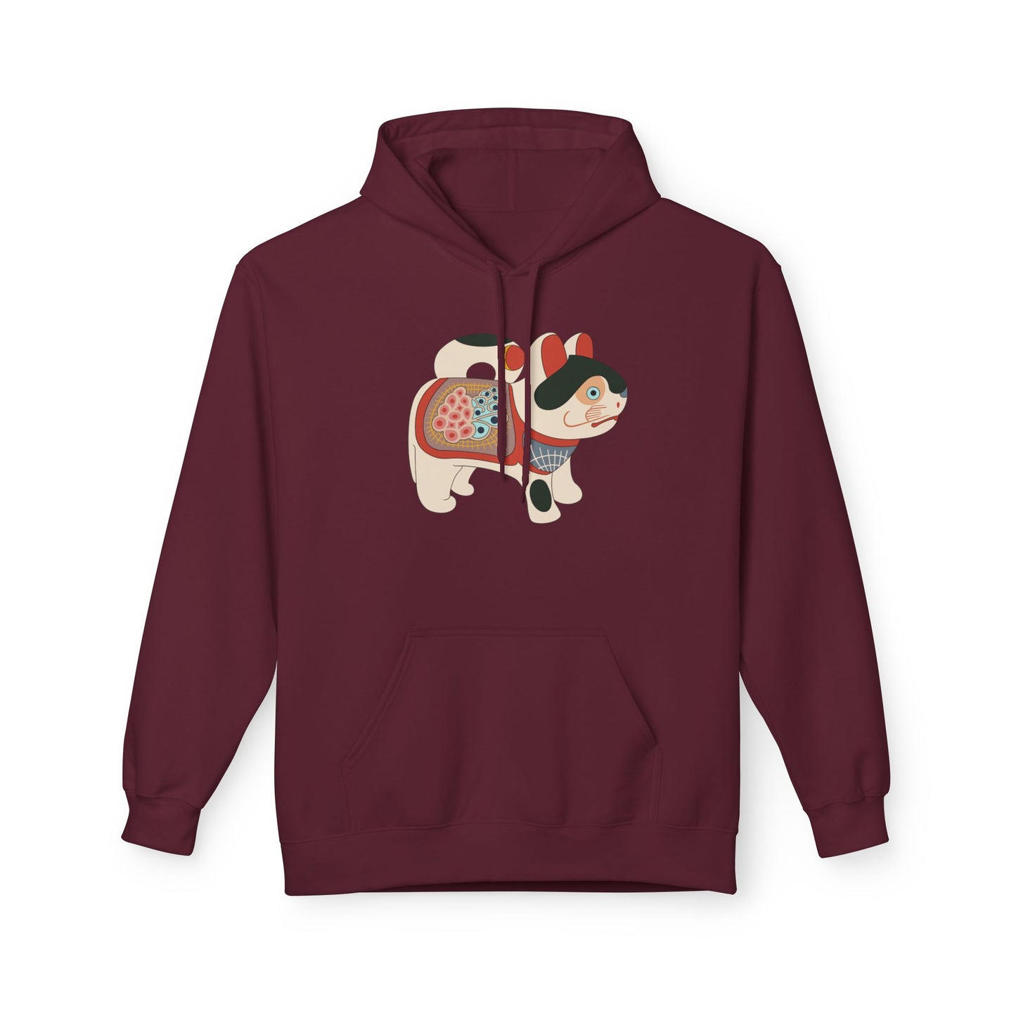 Lucky Inu Hariko illustration by Kawasaki Kyosen Hoodie — Japanese Lucky Cat Pullover