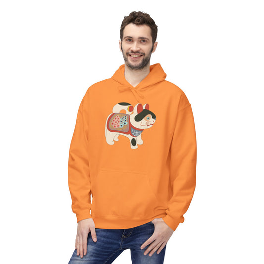 Lucky Inu Hariko illustration by Kawasaki Kyosen Hoodie — Japanese Lucky Cat Pullover