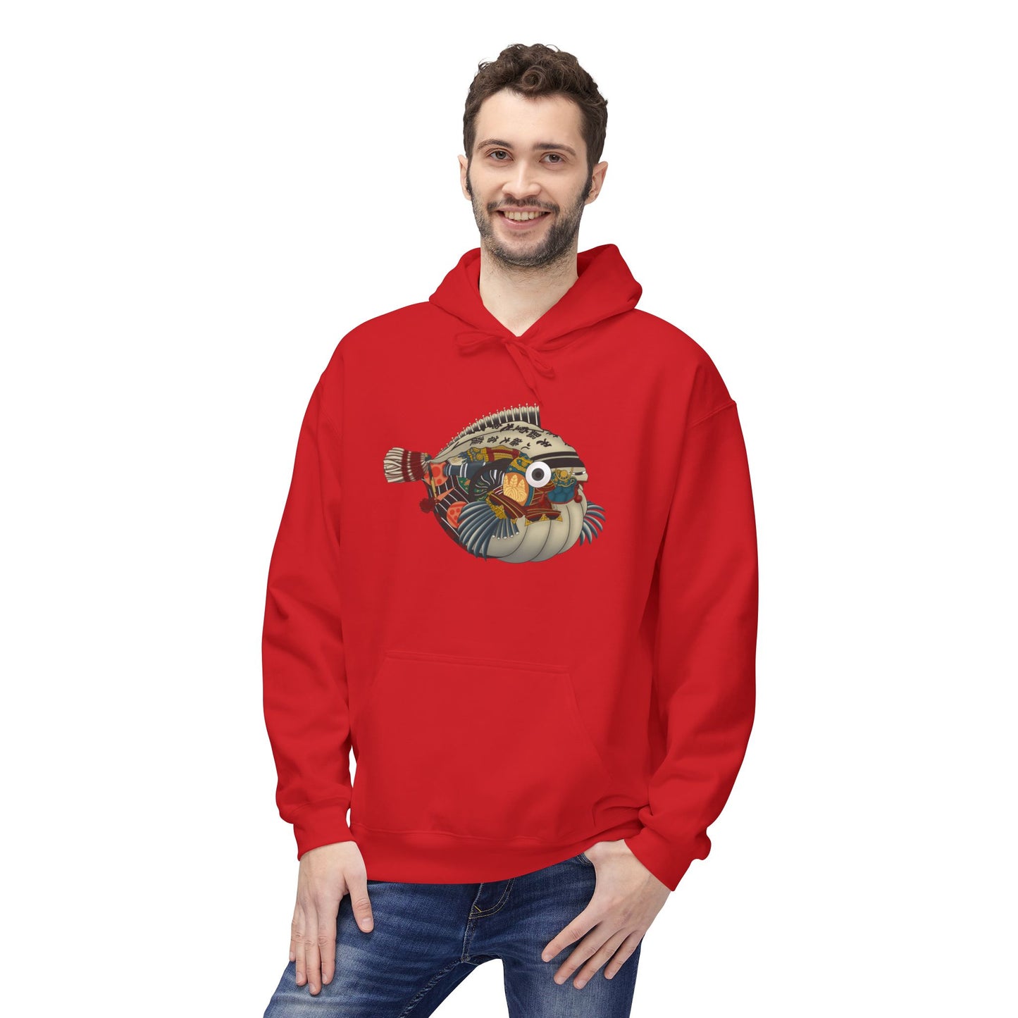 Pufferfish Art Hoodie — Colorful Japanese Fish Graphic Pullover