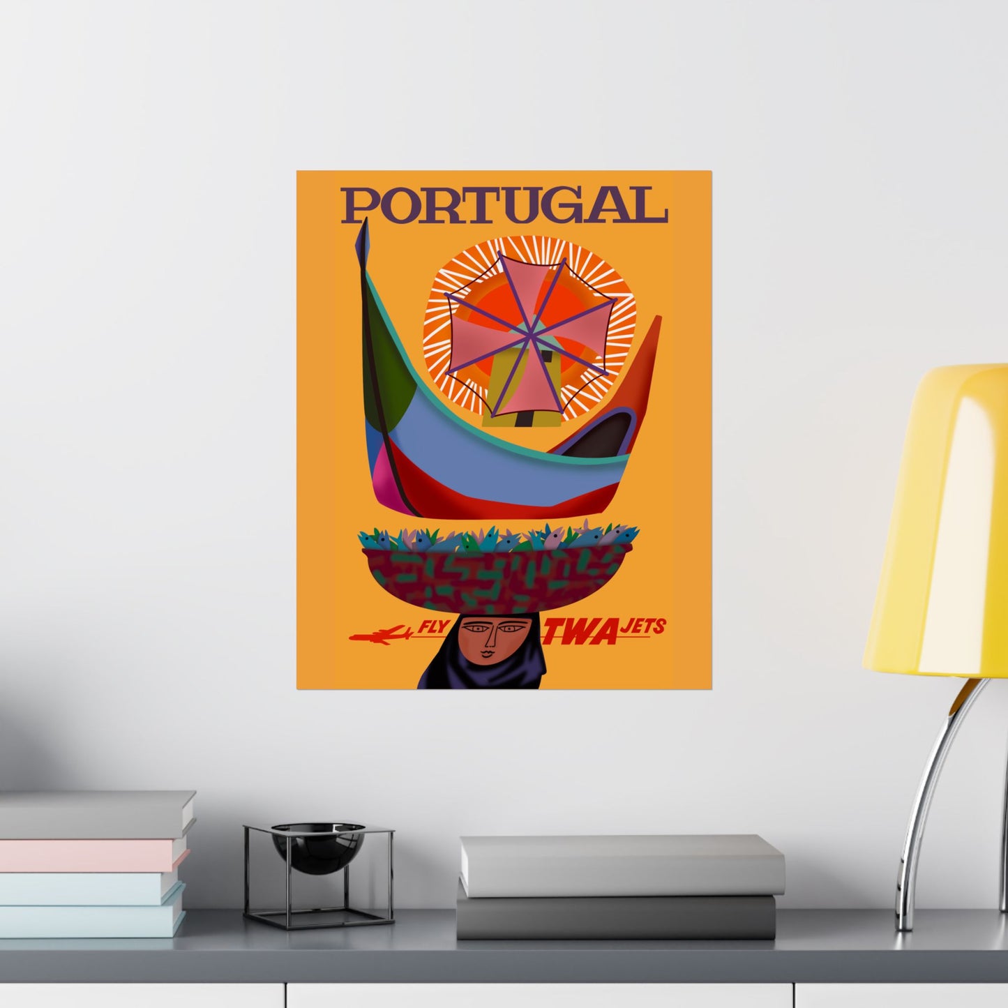 Vintage Air Travel Destination Portugal Satin Poster