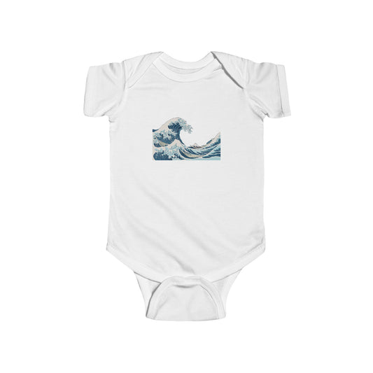 Baby Onesie with Vintage Hokusai Wave Print — Infant Bodysuit