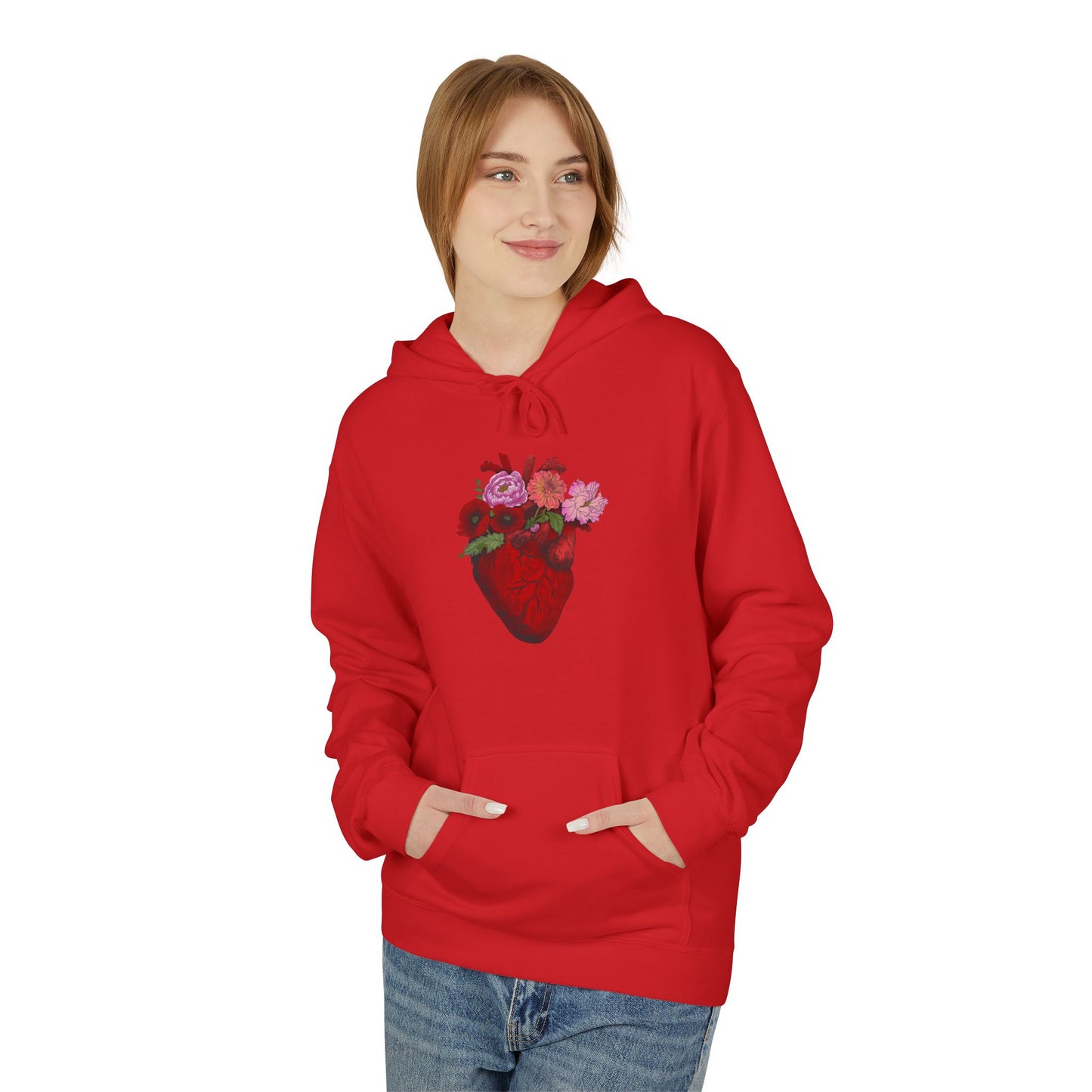 Floral Anatomical Heart Hoodie — Botanical Heart Graphic Pullover