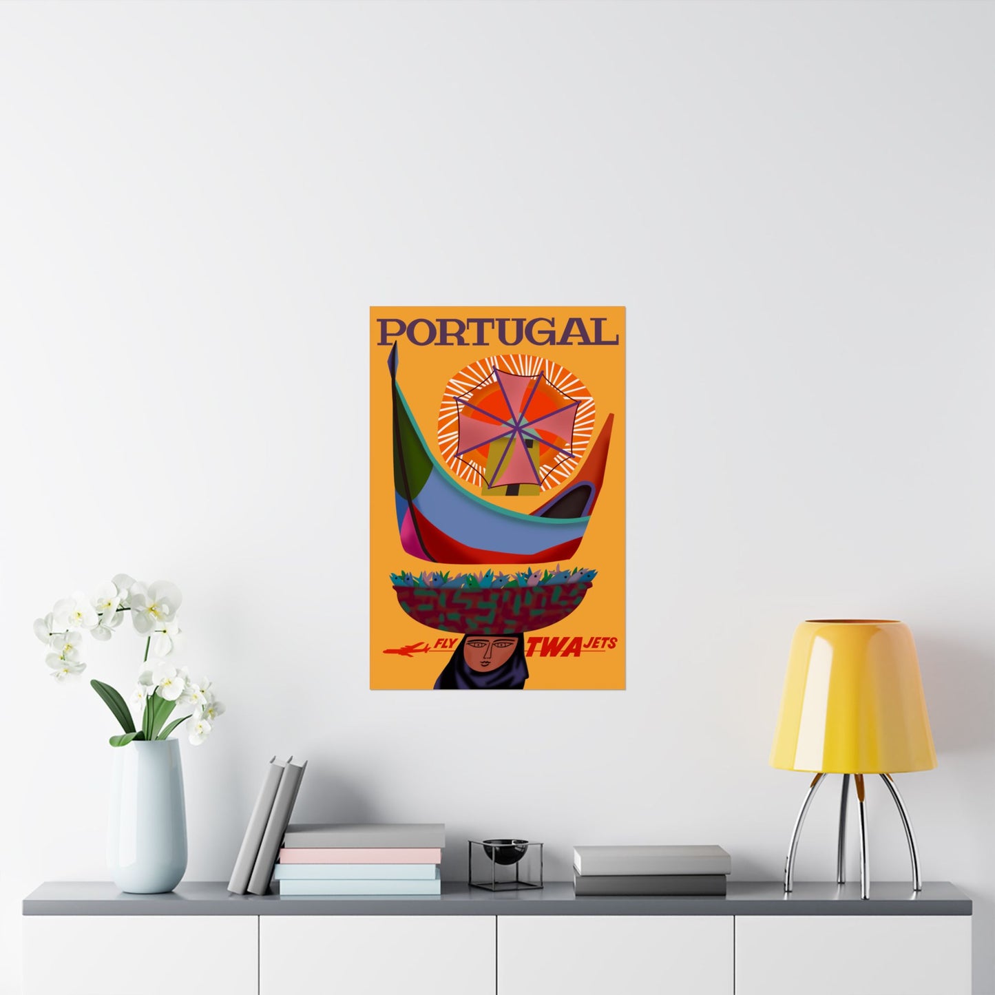 Vintage Air Travel Destination Portugal Satin Poster