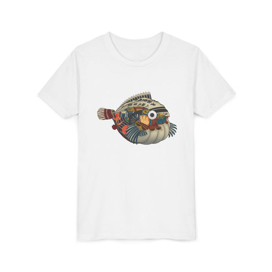 Japanese Vintage Puffer Fish Kids Tee – Colorful Tropical Fish Graphic Youth T-Shirt