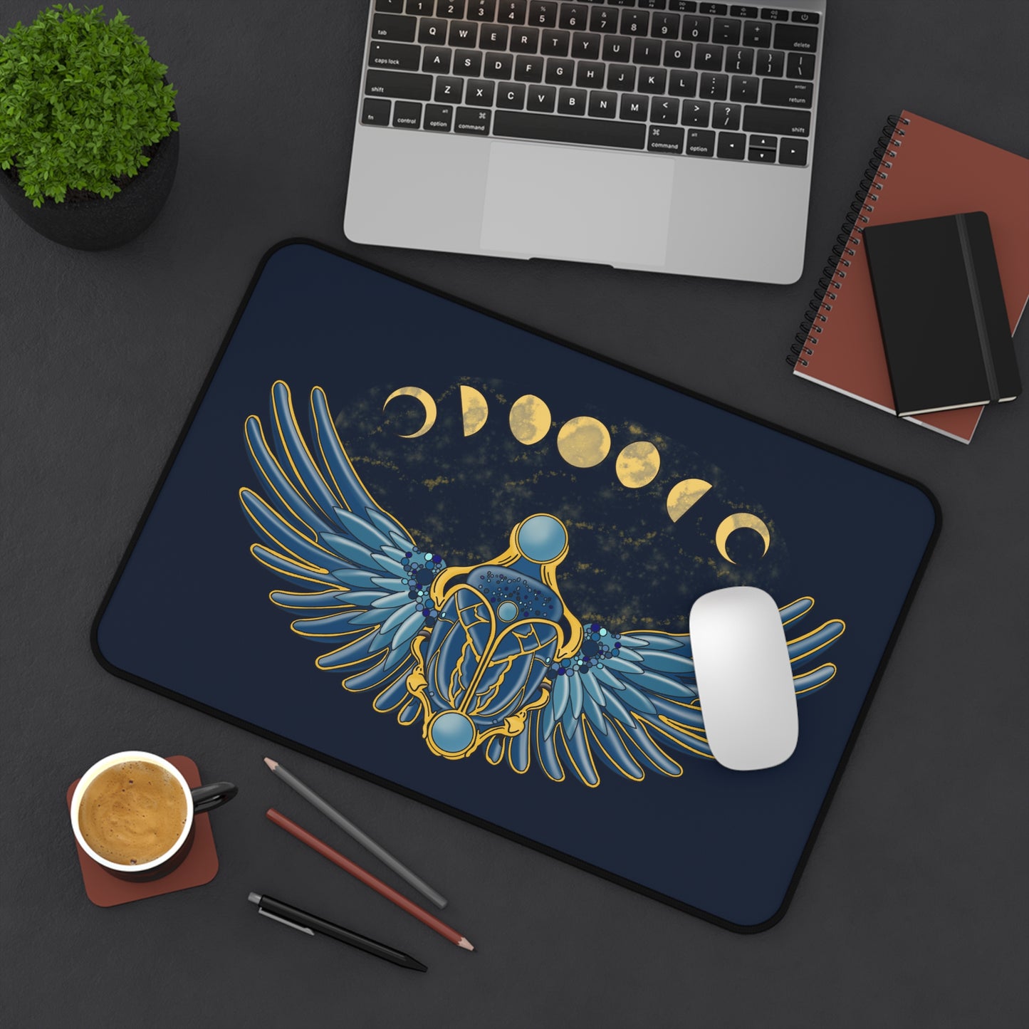 Mystical Egypt Winged Scarab Desk Mat