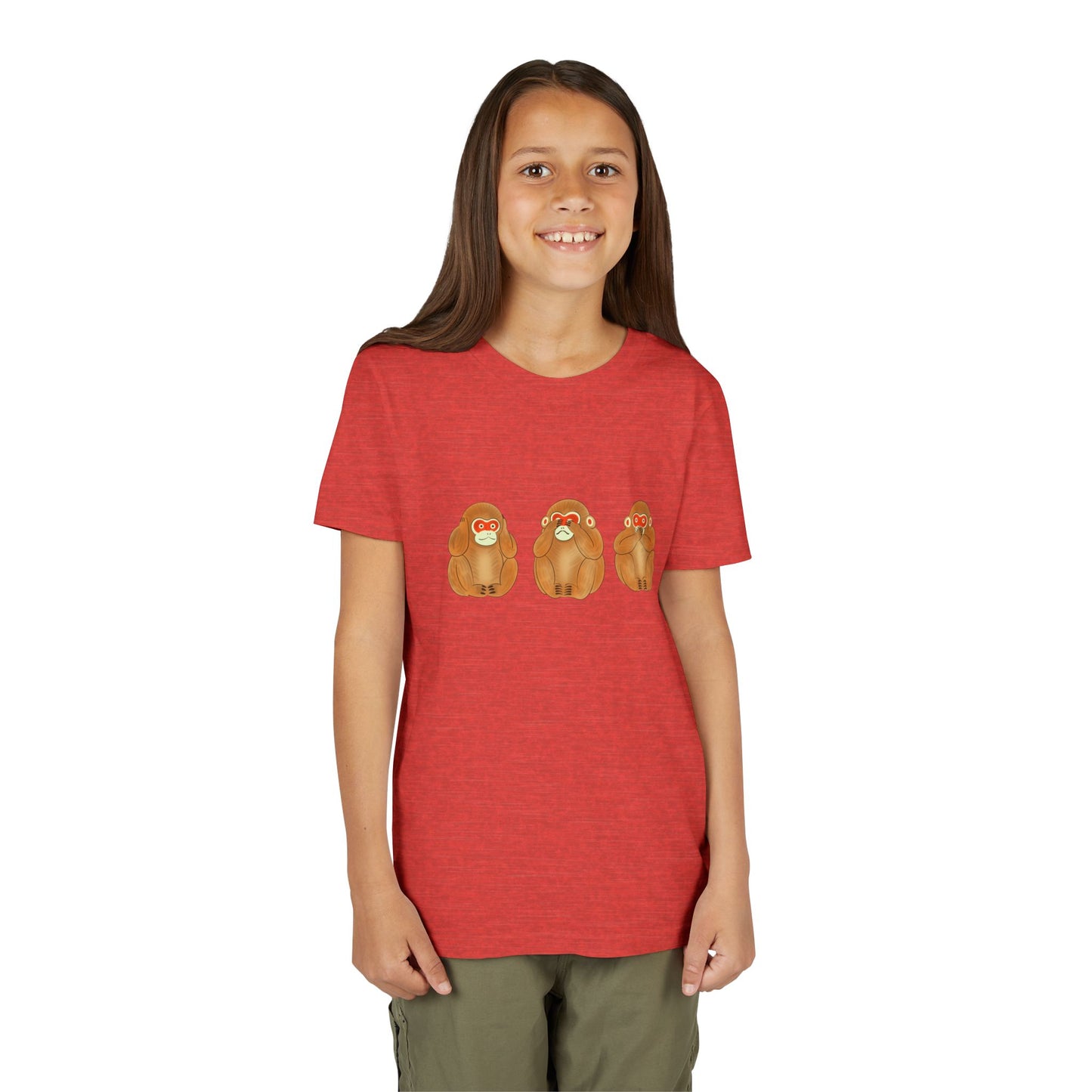 Three Wise Monkeys Fushimi clay doll Youth TShirt | Three Wise Monkeys