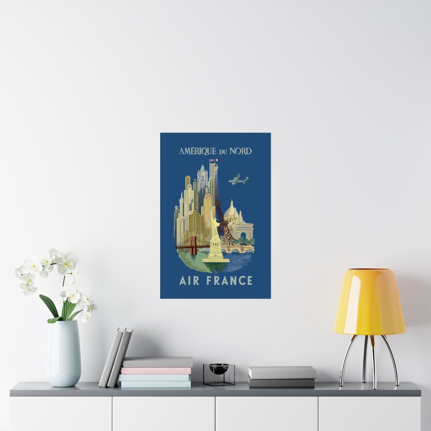Vintage Air France North America Satin Poster