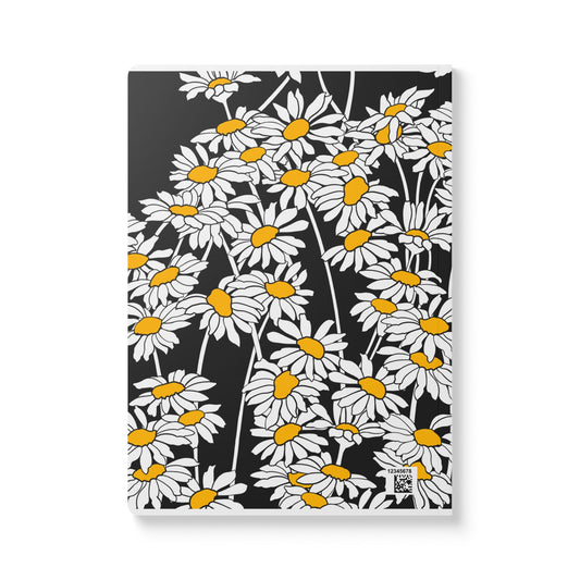 Vintage Black Cat Daisy Journal — Softcover Notebook with Floral Cat Design