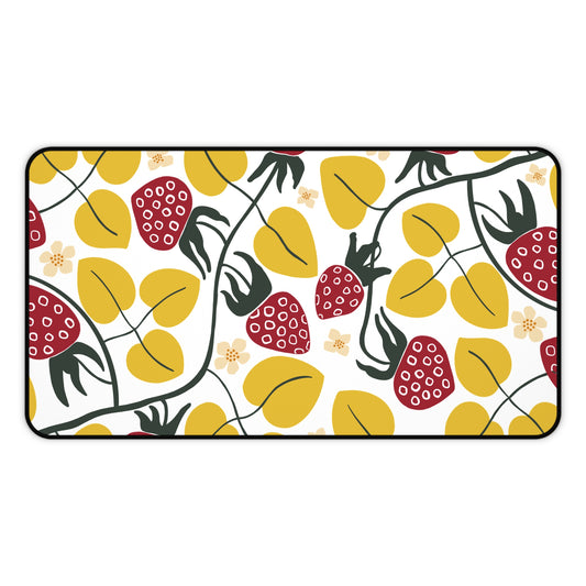 Strawberry and Floral Desk Mat