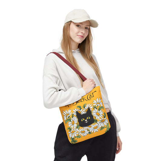 The Black Cat Yellow Daisy Tote Bag — The Black Cat Floral Canvas Tote