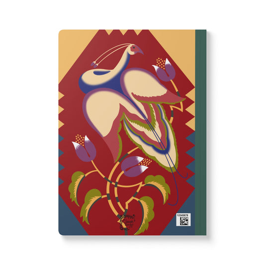 Vintage White Peacock Japanese textbooks Softcover Journal