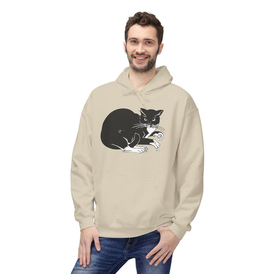 Black Cat Claws Illustration by Henri Van Der Stok Hoodie — Cute Sleeping Cat Graphic Pullover