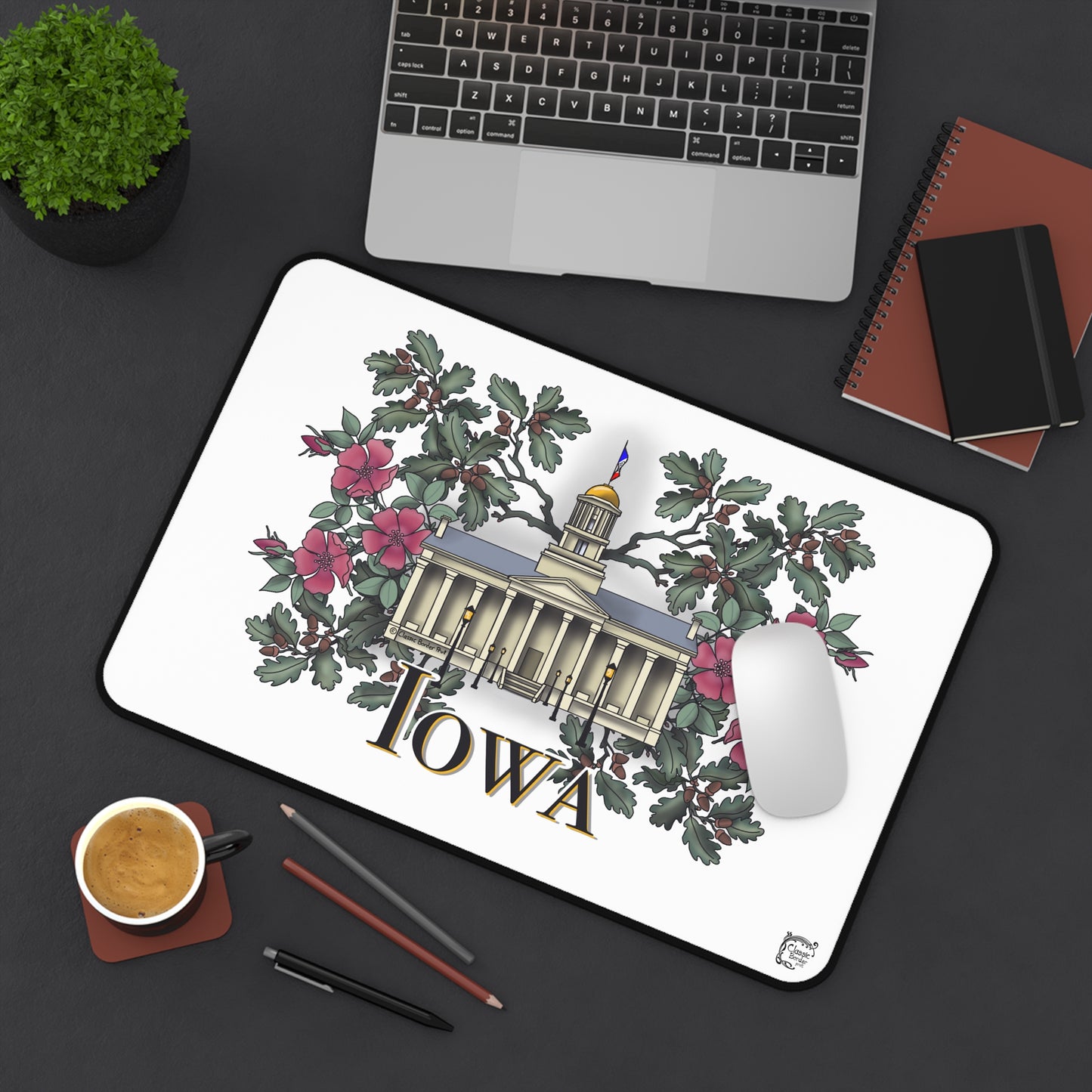 Iowa City Capitol Floral Desk Mat