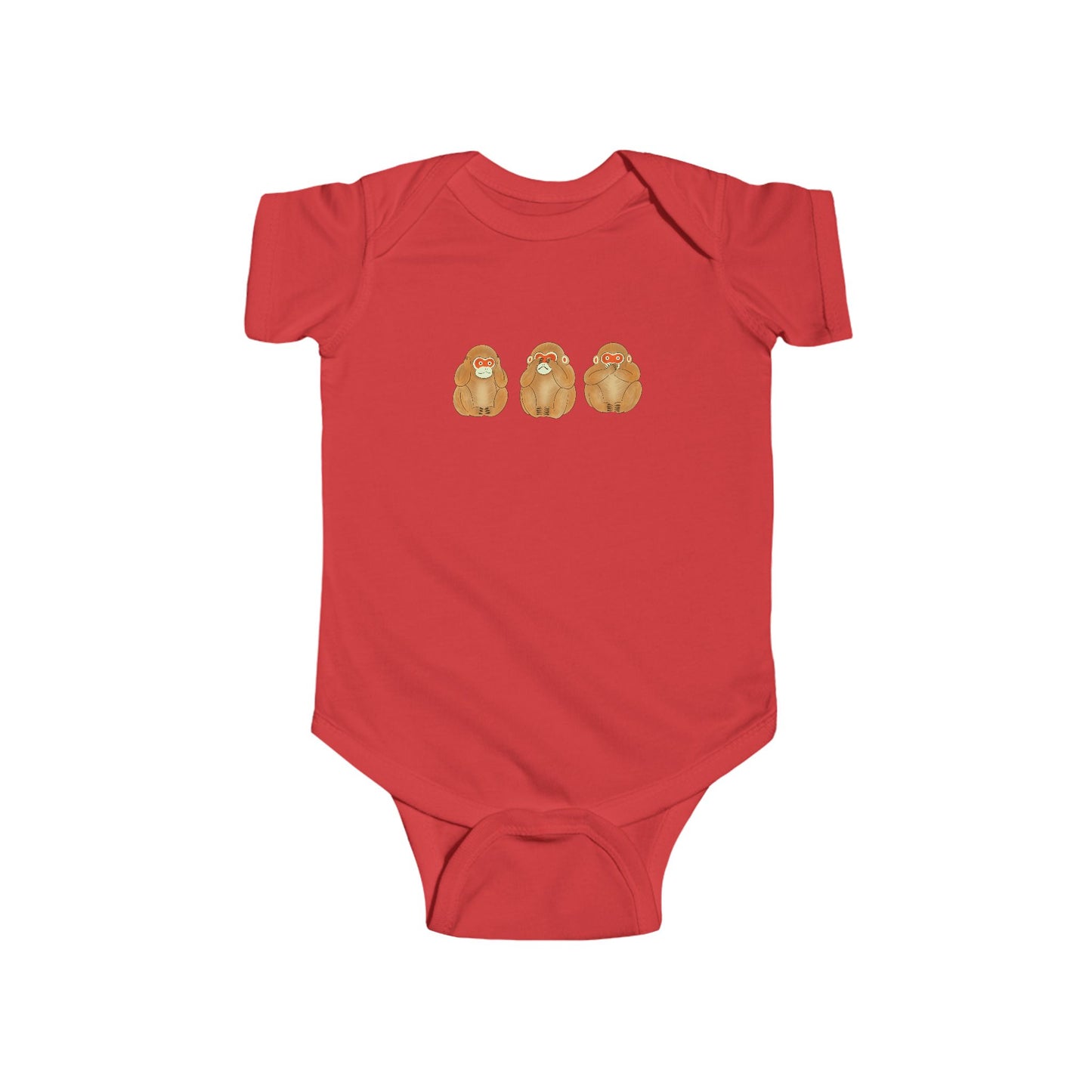Three Wise Monkeys Fushimi clay doll Onesie | Three Wise Monkeys