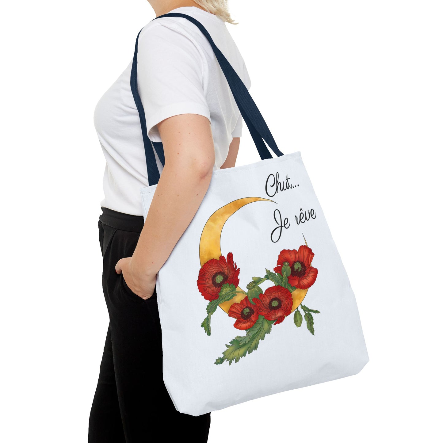 Tote Bag — "Chut... Je rêve" French Script Reversible Tote