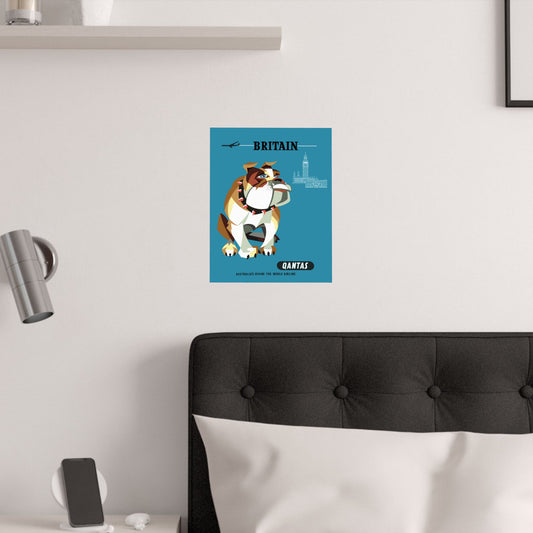 Vintage Qantas Australia Bulldog Satin Poster