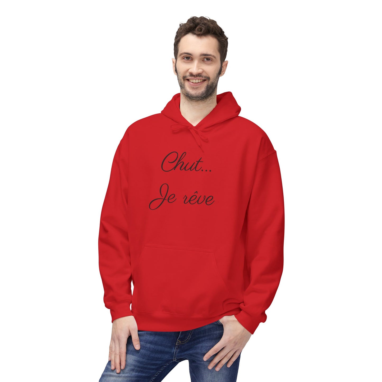 Hoodie — "Chut... Je rêve" Minimal French Script Pullover