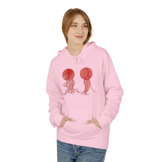 Red Jellyfish Duo by Koizumi Kawasaki Hoodie — Cute Ocean Sea Creature Sweatshirt