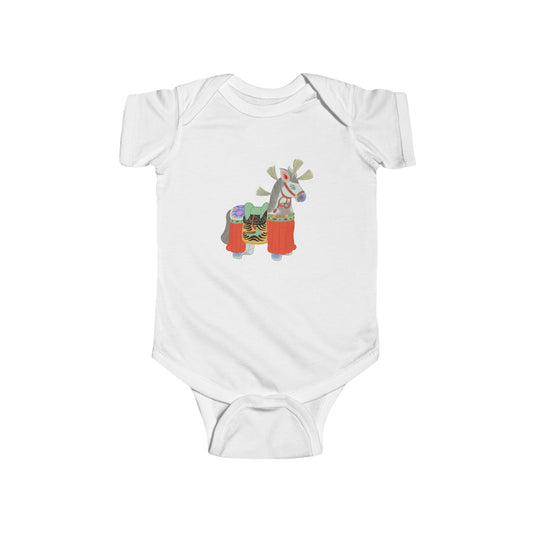 Japanese Vintage Toy Horse Infant Bodysuit – Colorful Holiday Baby Onesie