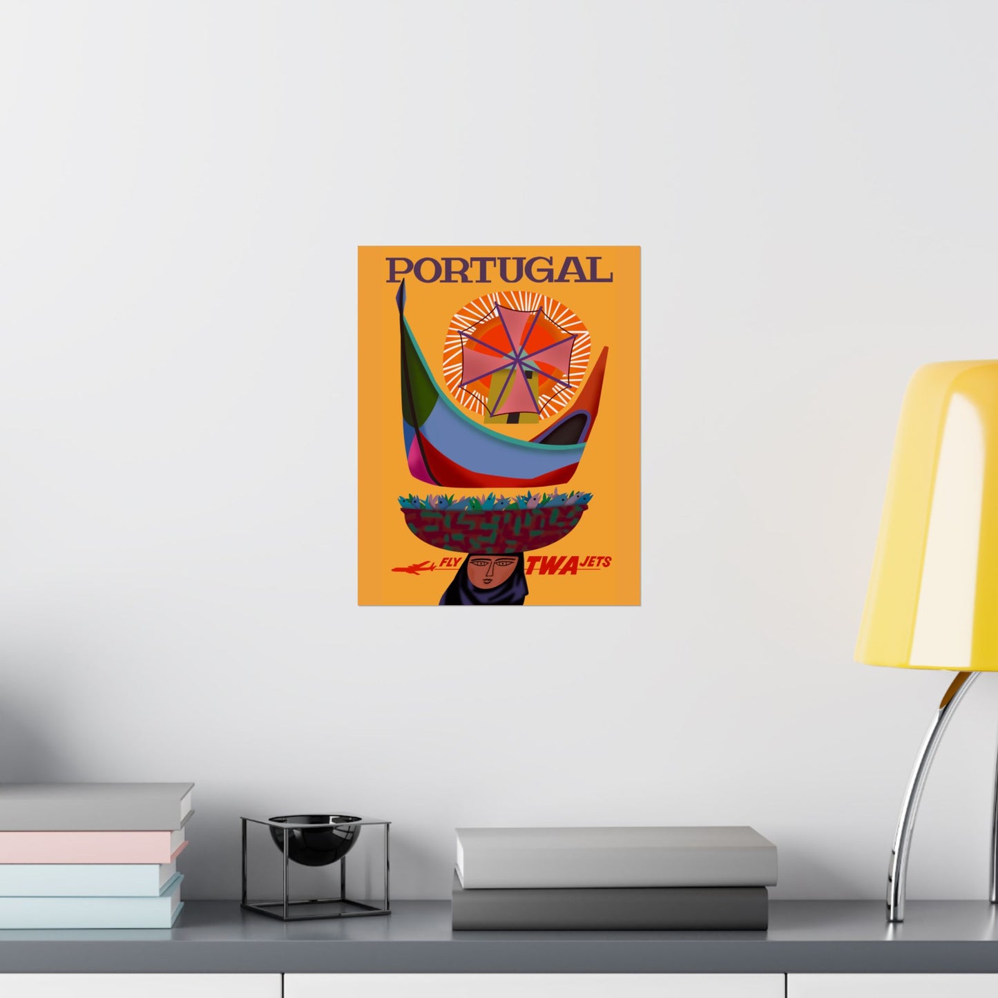 Vintage Air Travel Destination Portugal Satin Poster