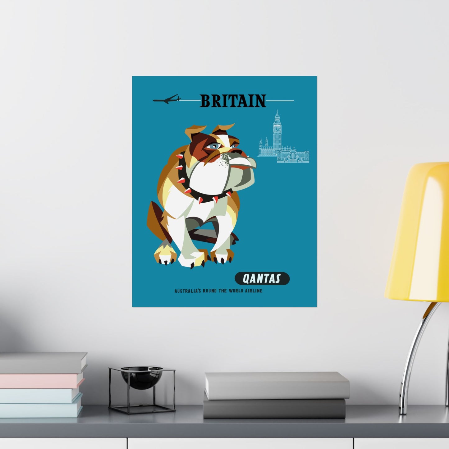 Vintage Qantas Australia Bulldog Satin Poster