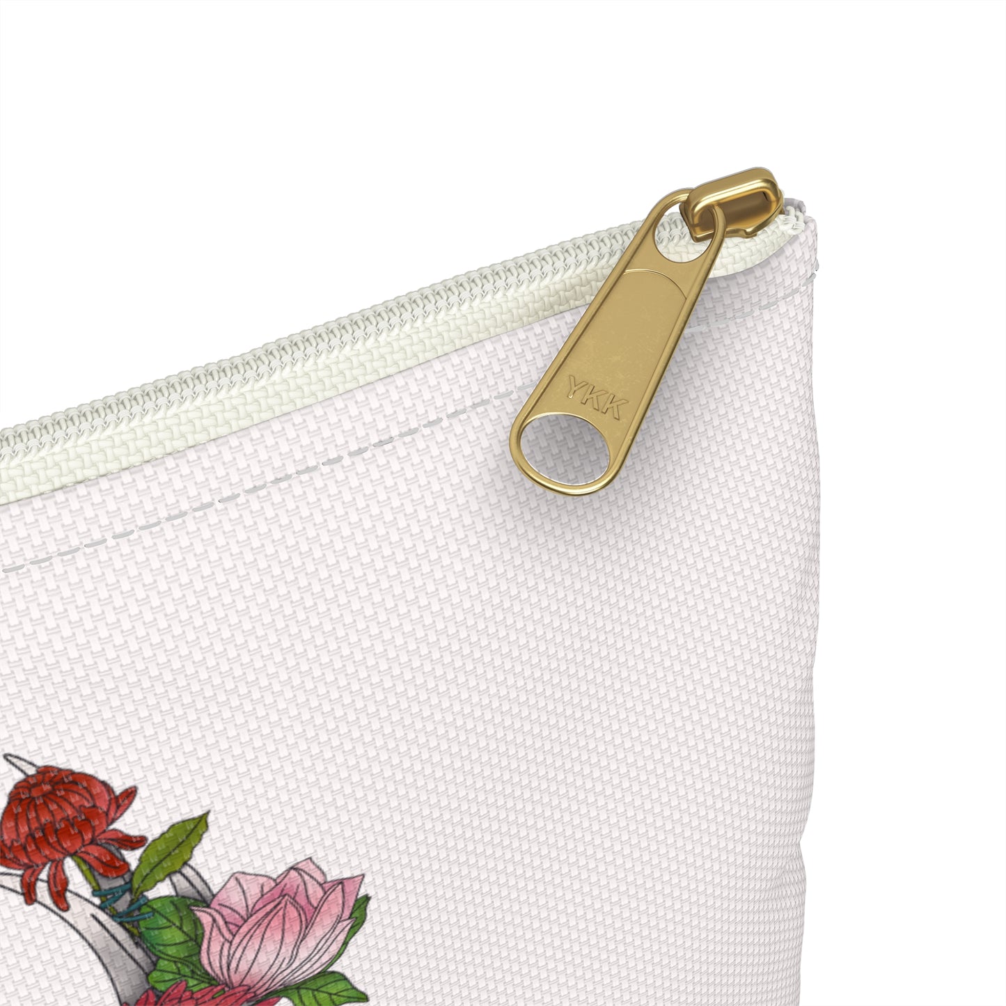 Floral Skull Accessory Pouch - Boho Chic Bag for Makeup, Travel, or Organization, Perfect Gift for Nature Lovers & Festivals