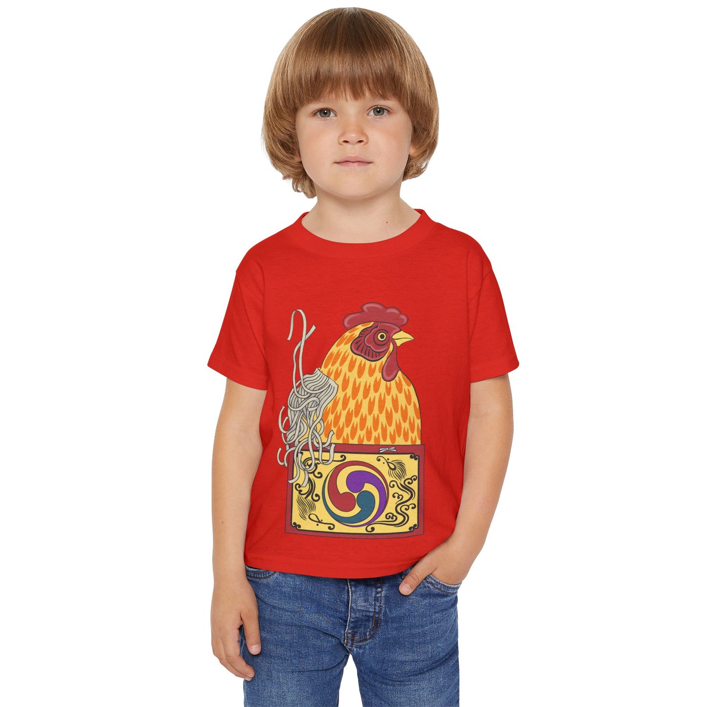 Japanese Rooster Toddler T-Shirt — Colorful Rooster Shimizu Seifū
