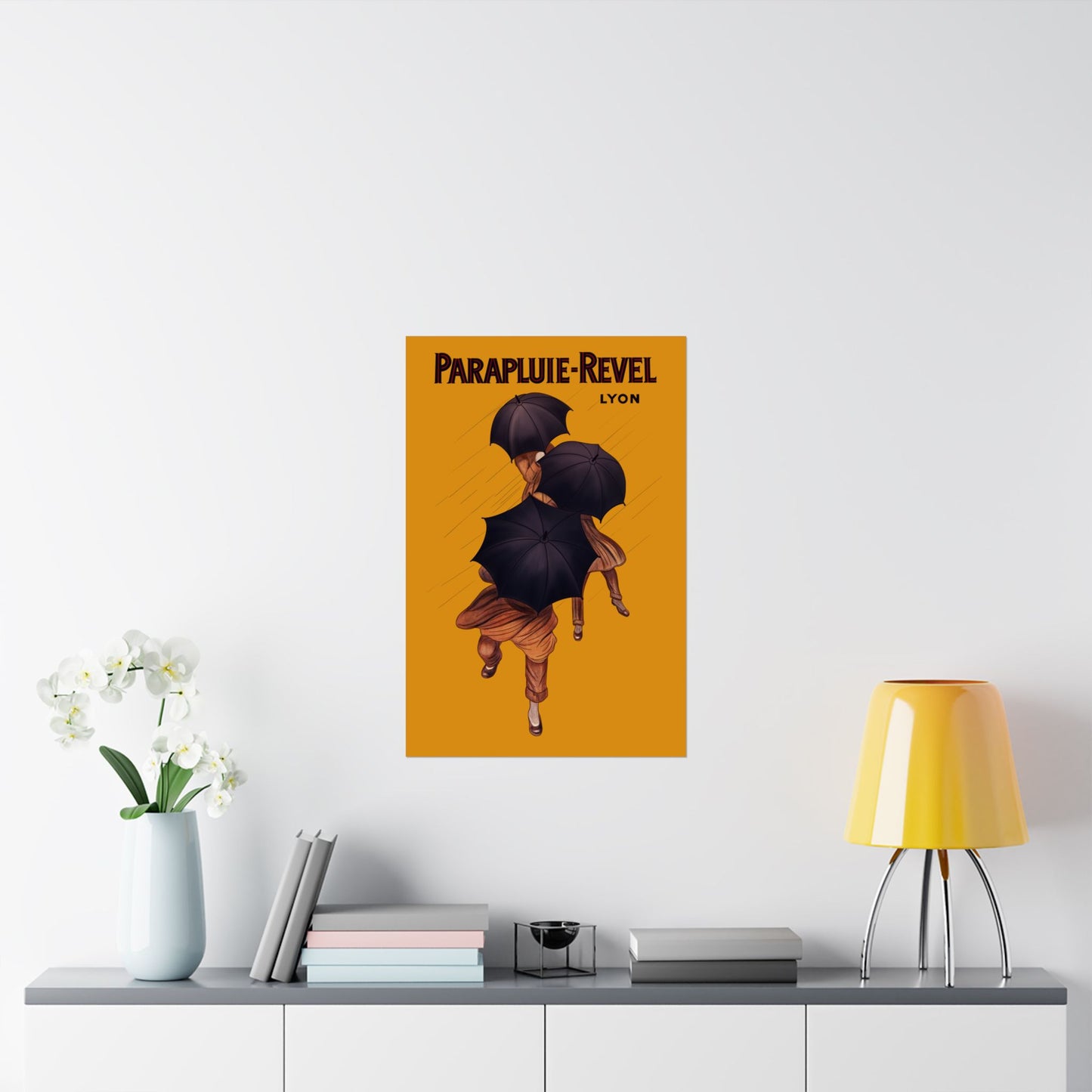 Vintage Parapluie Revel Lyon Umbrella Art Satin Poster