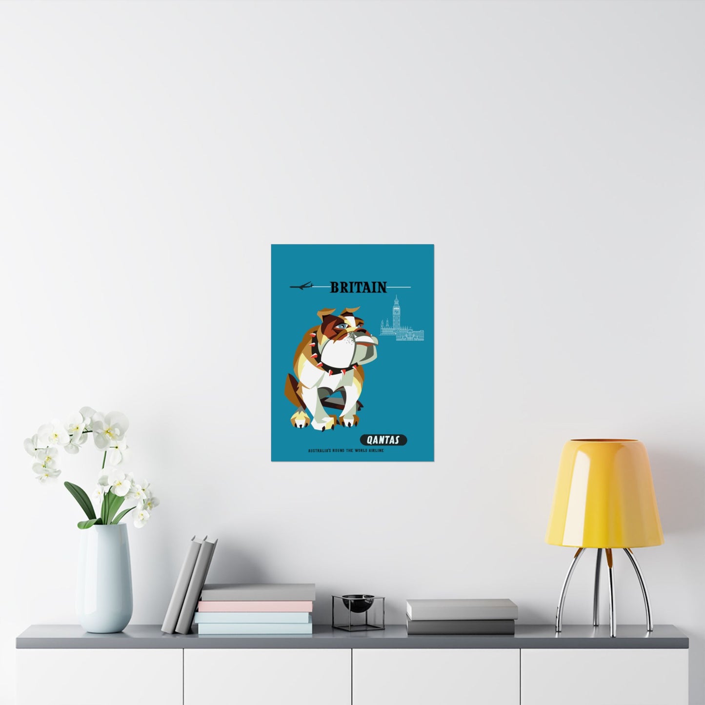 Vintage Qantas Australia Bulldog Satin Poster