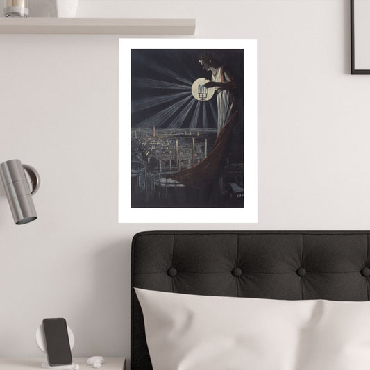 "La reine de nuit" Satin PosterVintage electricity ad 1909 from Gaston Kern