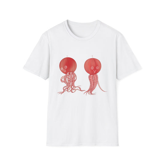 Red Jellyfish Duo by Koizumi Kawasaki TShirt — Cute Ocean Sea Creature Tees