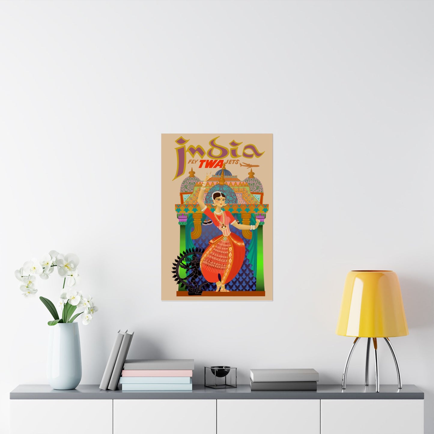 Vintage India Travel Satin Poster