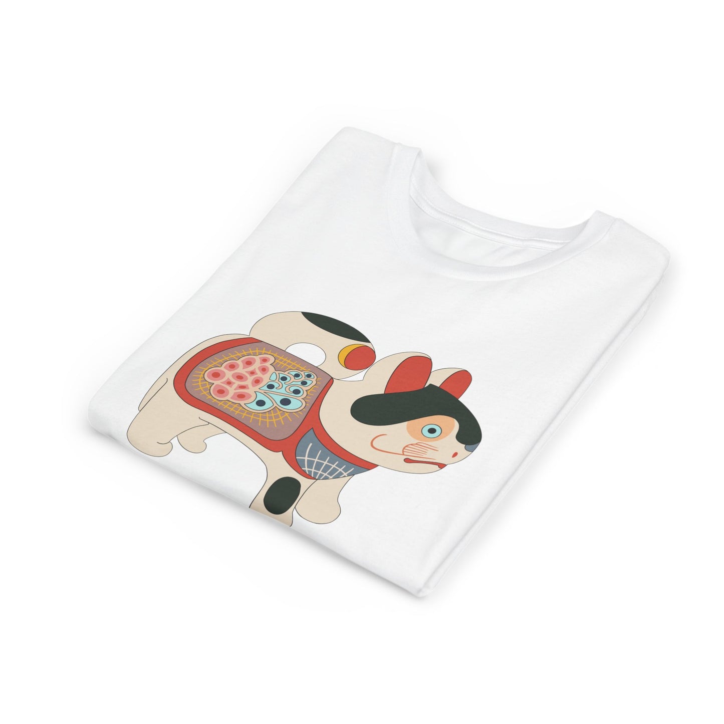 Lucky Inu Hariko illustration by Kawasaki Kyosen Youth Tshirt— Japanese Lucky Cat Tee