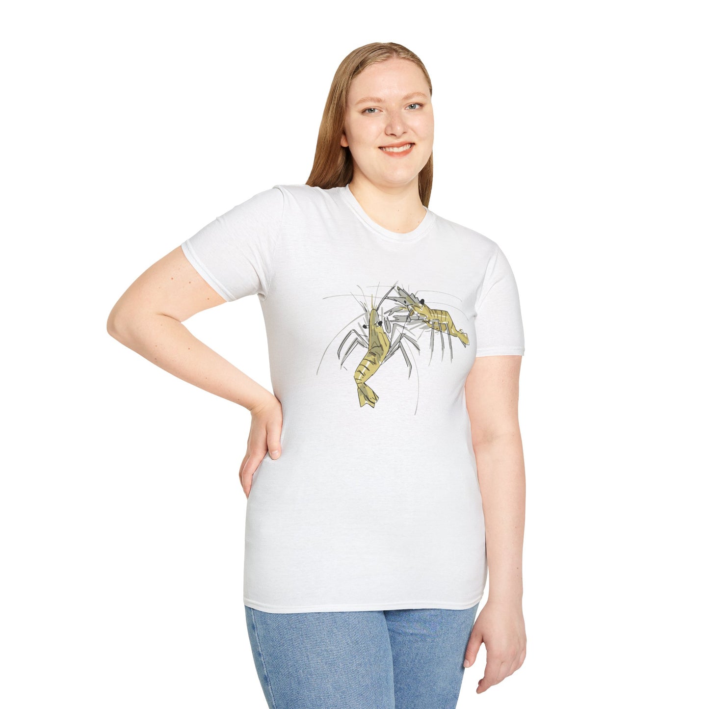 les crevettes by Mathurin Méheut Unizex Tshirt — Minimal Coastal Seafood Graphic Tshirt