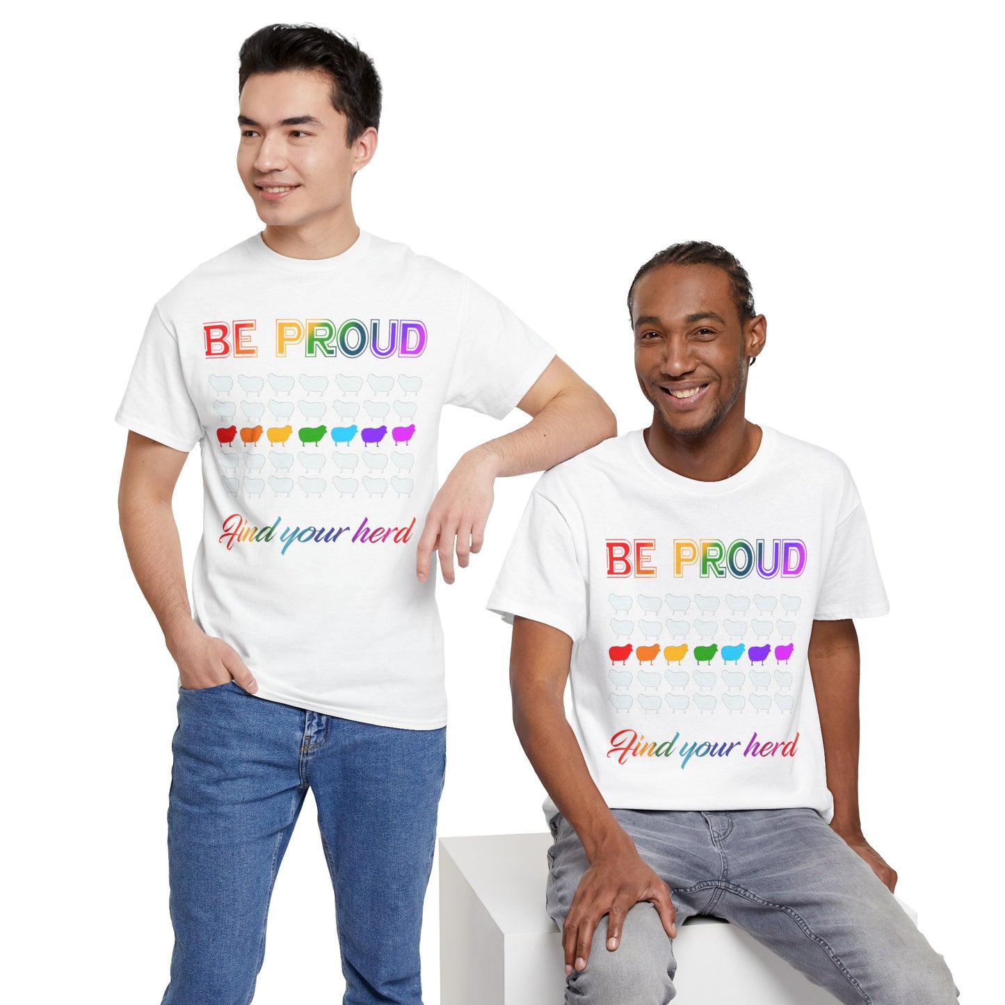 Proud Pride Tee, LGBTQ+ Find Your Herd Unisex Heavy Cotton T-Shirt,