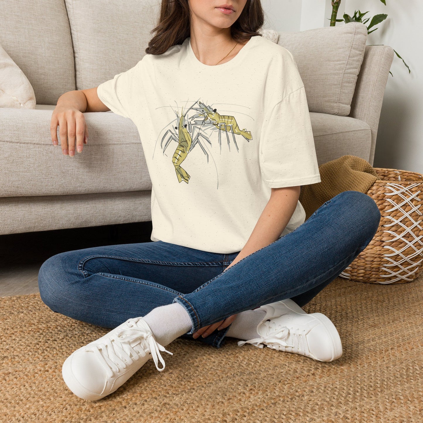 les crevettes by Mathurin Méheut Unizex Tshirt — Minimal Coastal Seafood Graphic Tshirt