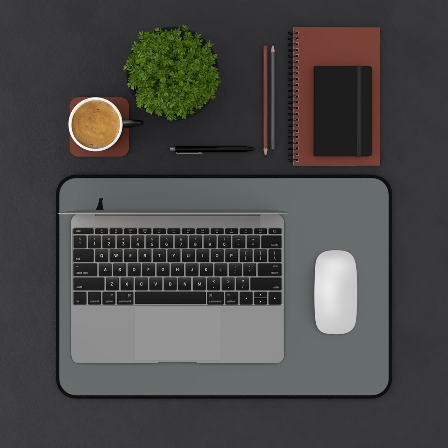 Sleek Black  Bat Desk Mat - Minimalist Design for Home Office & Study