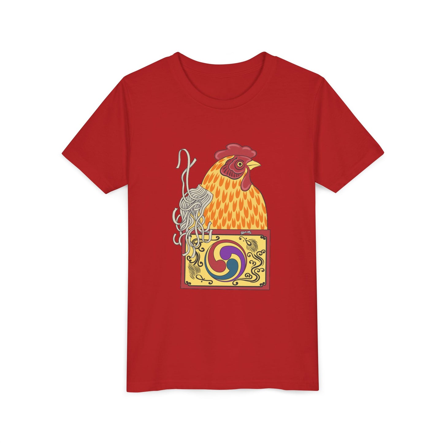 Japanese Rooster  Youth T-Shirt — Colorful Rooster Shimizu Seifū